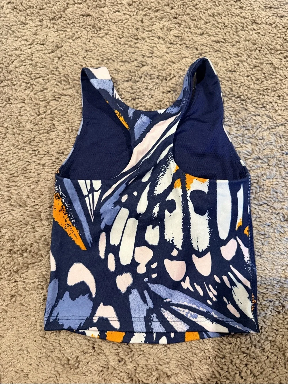 Athletic Works Navy, Orange & Light Pink Abstract Tank and Bike Shorts Set